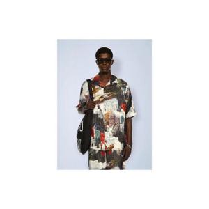 25 FW 오프화이트 남성 월드 페인트 비스코스 볼링 셔츠 ofw0162072blu