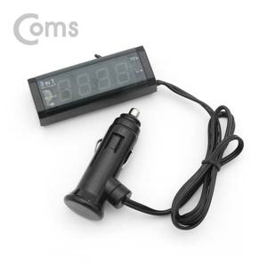 Coms 차량용 디지털 시계(전압 온도계) 소형 시간 Coms 차량용 디지털 시계 전압 온도계 소형 시간 시가잭 시거잭 전원