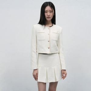 [제너럴아이디어]WOMAN 트위드 플리츠 미니 스커트 [WHITE] / WBE4L56519