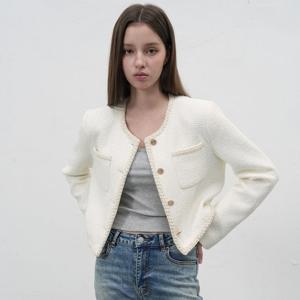 [제너럴아이디어]WOMAN 트리밍 크롭 트위드 자켓 [WHITE] / WBE4L55519