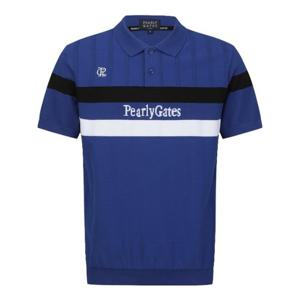 파리게이츠반팔티 NQC 531D1TO401_BL [냉감]공용 배색 라인 로고 인타샤 칼라 반팔 니트