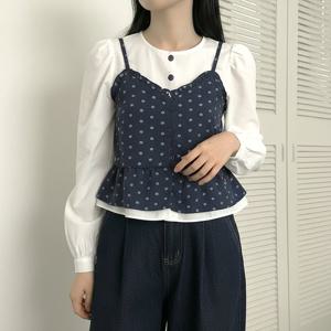 [올리비에스클로젯] 프릴 뷔스티에 배색 블라우스_O2601BL005A