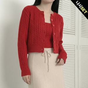 [올리비에스클로젯] [슬리브리스SET]여리핏 꽈배기 니트 가디건_O2601CD004A