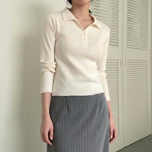 [올리비에스클로젯] 미니 카라 단추 니트_O2601KN011A