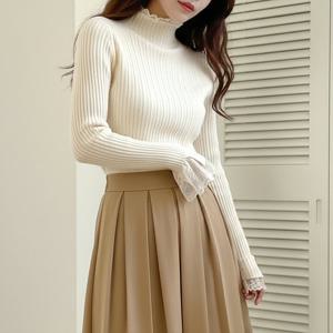 [올리비에스클로젯] 골지 레이스배색 하이넥 니트_O2601KN013A