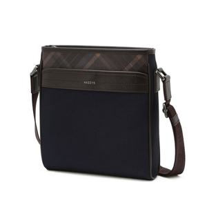 [헤지스]헤지스 브라운 체크배색 가죽 크로스백 WUBA5E883W3