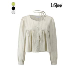 [르샵]리본넥 링클 버튼 블라우스 (BQ1BL009A)