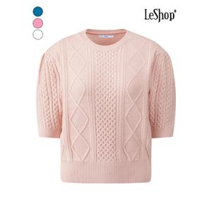 [르샵]피셔 꽈배기 퍼프 반팔 니트 (BQ1KP028A)