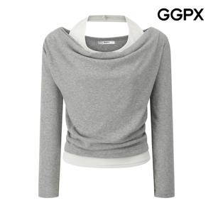 [지지피엑스]레이어드형 홀터넥 드레이프 티셔츠 GQ1TS020F
