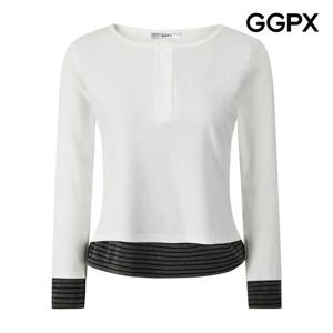 [지지피엑스]스트라이프 배색 스판 티셔츠 GQ1TS014F