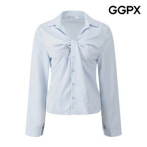 [지지피엑스]오픈 카라 셔링 버튼 블라우스 GQ1SH012F