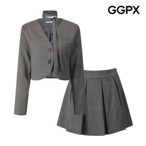 [지지피엑스]타이 숏 자켓 큐롯 스커트 투피스 GQ1ST014F