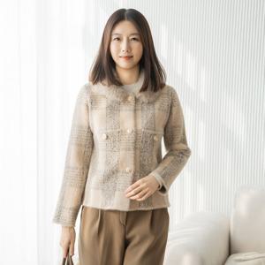 엄마옷 마담4060 퍼윈도우체크자켓 여성 데일리 -ZJK2601007-