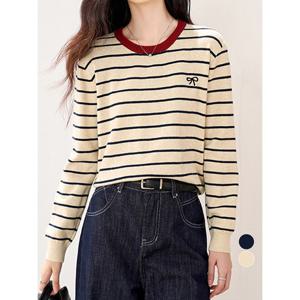 [앳마크]ATMARK 스트라이프리본자수니트_AA61KN005G