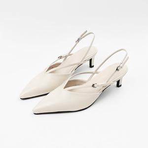 [신난다슈] 여성 구두 슬링백 힐 5cm 여자 스틸레토 펌프스 뮬 발편한 미들힐 NF265503 아이보리