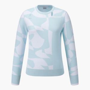 데상트골프웨어 JQS DQ12WFKP12-LBLG 여성 라운드 자가드 스웨터 / Light Blue