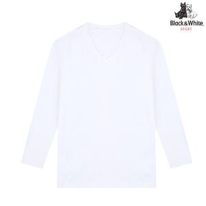 [블랙앤화이트] 남성 스트레치성 V넥 긴팔 티셔츠 GS6810XZ_WHITE