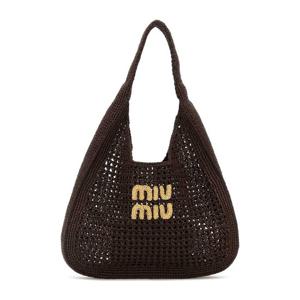 미우미우 브라운 크로셰 라피아 쇼퍼백 5BC116VOOMADO1 F0966