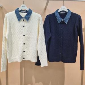 라티움 HC34 부드럽고착용감좋은세로꽈배기청카라니트가디건 T2613cd12