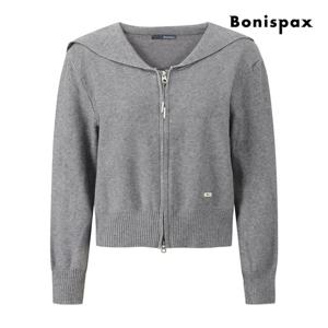 [보니스팍스(여성의류)]세일러 카라 집업 니트 가디건 XQ1KG007M0