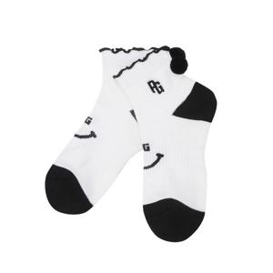 여성 스마일 폼폼 프릴 단목 양말 521F1SC001BK