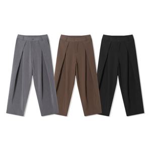 남자 핀턱 뒷밴딩 스트링 와이드 슬랙스 AC-PTA-Q043-차콜그레이