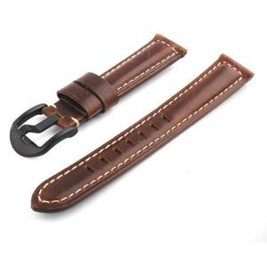 YLZ1DBR-22mm 빈티지 가죽 손목시계 스트랩 끈 밴드