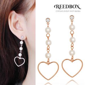 [리드박스] 하트 트리플진주 드롭 귀걸이