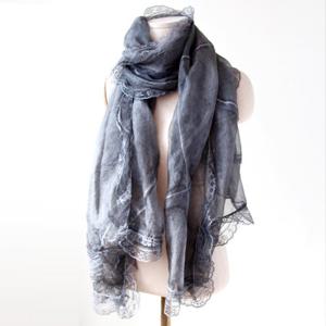 [더로라]실크스카프- 물실크 피크먼트 레이스 S9042