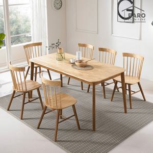 라로퍼니처 아몬드 1650 고무나무 원목 6인 식탁 세트 (식탁+의자6)
