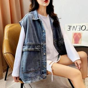 [SEN몰] 여자 워싱 청 조끼 오버핏 커버 핫템 베스트