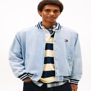 데님 후디드 봄버 재킷