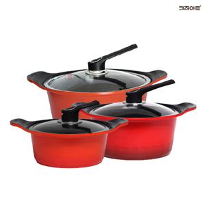 키친아트 키친아트 S100G 통주물 세라믹코팅 냄비세트 3종G(양20+24+곰28)