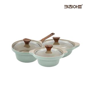 키친아트 키친아트 와이즈 IH 인덕션용 세라믹코팅 냄비세트 3종C(편수18+양수16+전골24)