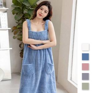 엄지척 여자 릅수가 뛰어난 타올 원피스 스커트 샤워가운