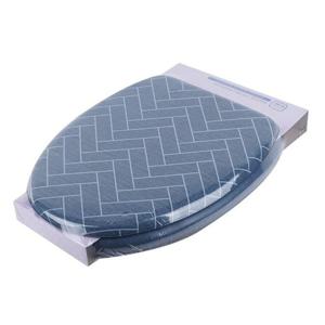 엄지척 소프트 헤링본 변기커버-네이비 O형 대형 푹신한