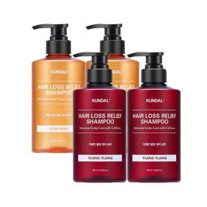 쿤달 쿤달 카페인 탈모샴푸 일랑일랑 500ml x2개+맥주효모 탈모샴푸 허브민트 500ml x2개
