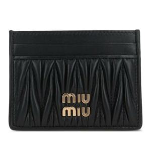 [해외배송][미우미우] 블랙 가죽 퀼티드 텍스처 카드 지갑 5MC076 AFPP F0002