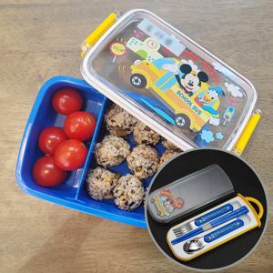 [보리보리/웰하스]미키 미니마우스 어린이 도시락통 숟가락 젓가락 포크 3종세트 런치박스