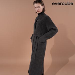 에바큐브 25FW 캐시미어 100 벨티드 케이블 롱코트