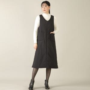 [애비뉴투지] 군살커버 따뜻한 안감 패딩 조끼 원피스