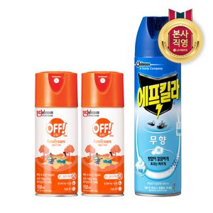 에프킬라 오프 모기기피제 스프레이 150ml x 2개 + 모기 스프레이 에어로졸 무향 500ml