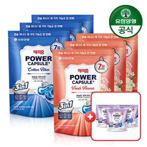 해피홈 파워캡슐 트리플 프로 초고농축 캡슐세제 32개입x6개(생화향기/코튼블루)+캡슐세제 3입x2개