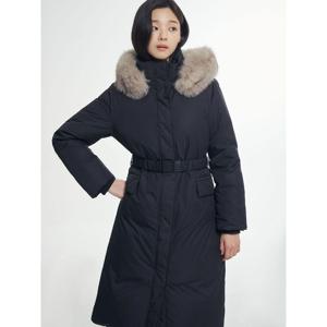 [빈폴레이디스] 퍼 후드 롱기장 다운 점퍼  블랙 (BF5Y38C055)