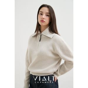 비알트(VIALT) 캐시미어100 여성 하프집업 풀오버