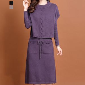 [퀸이즈] 트나 레이어드 니트 원피스 SET