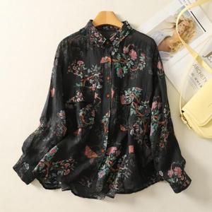 [넬리]아리아 패턴 시스루 블라우스_NC3BL031