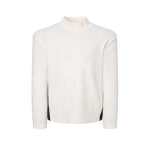 헤지스 골프 화이트 남성 자카드조직 긴팔 목 폴라 티셔츠  (HUTS5D715OW)