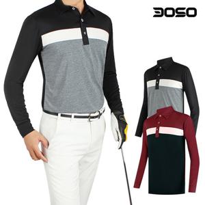 골프웨어 남성 가을/겨울 가슴배색 기모 골프티셔츠/LWFA