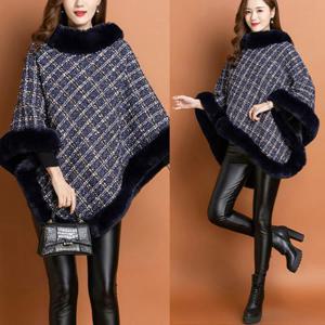 [바바라옷장]256300 - 트위드 밍크 판쵸/숄/가디건/빅사이즈/안감전체인조퍼/코트/케이프/망또